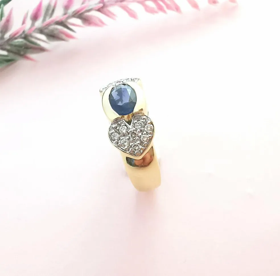Bague Saphir Diamants Or