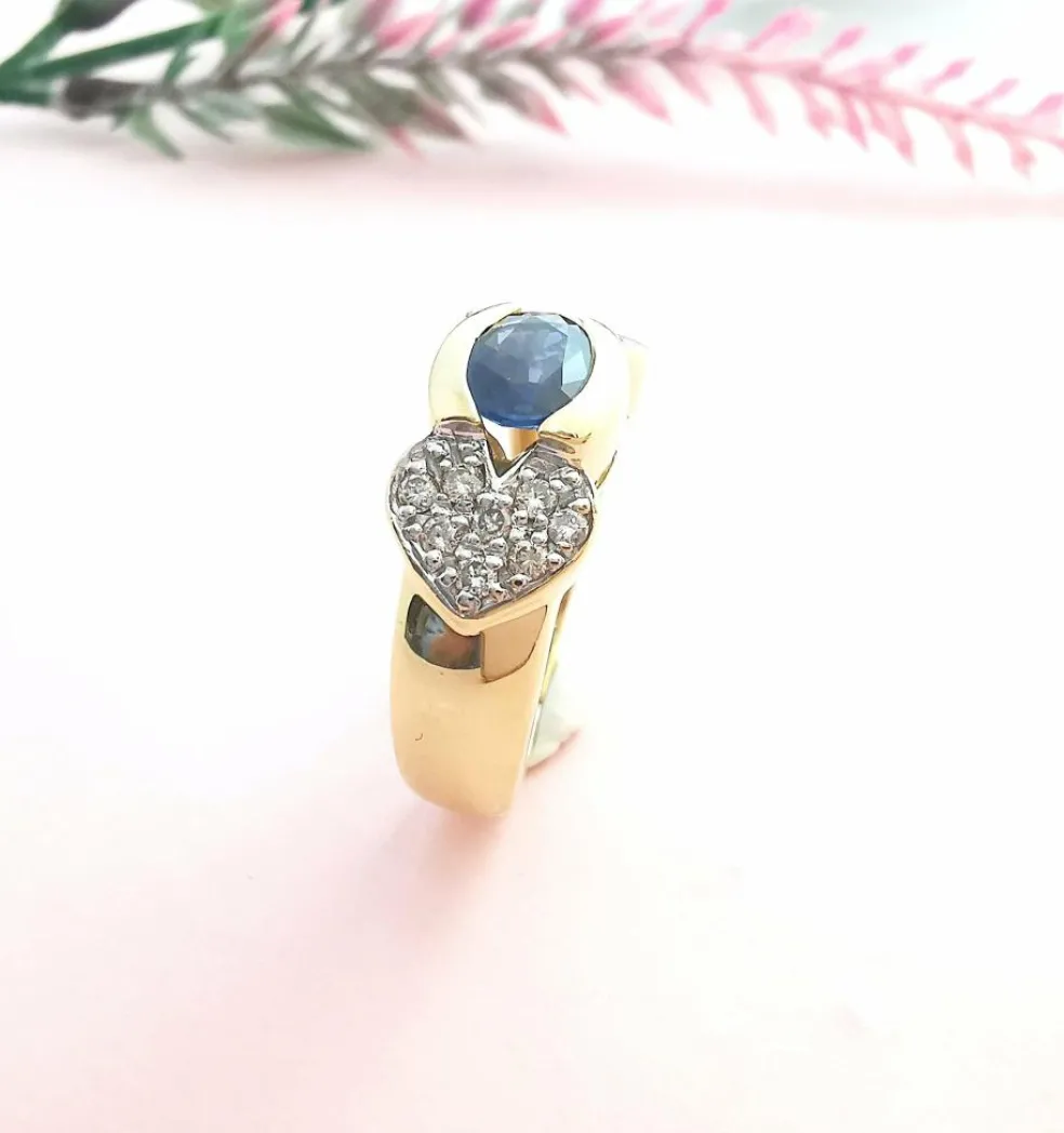 Bague Saphir Diamants Or