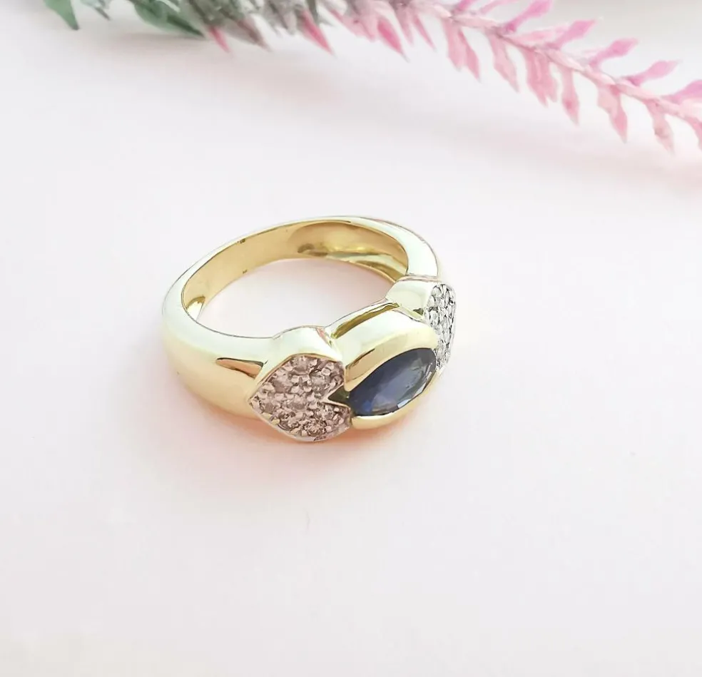 Bague Saphir Diamants Or