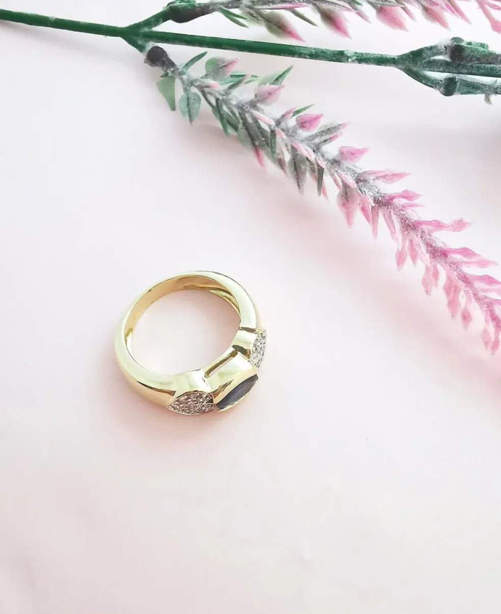 Bague Saphir Diamants Or