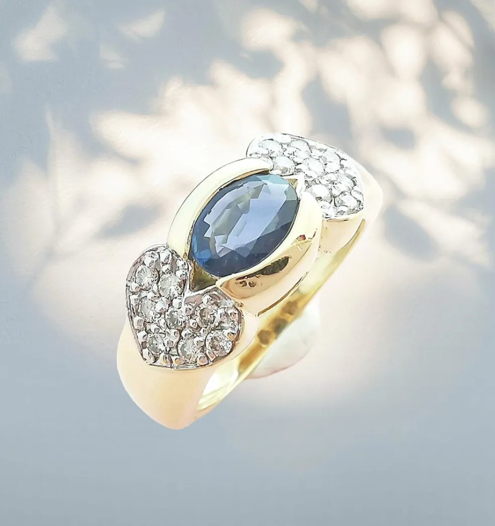 Bague Saphir Diamants Or