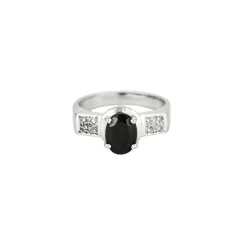 Bague saphir diamants or blanc