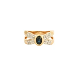 Bague saphir diamants or jaune