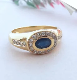 Bague Saphir Diamants Or Jaune