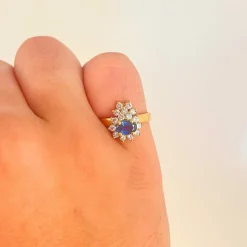 Bague Saphir Diamants Or jaune