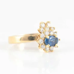 Bague Saphir Diamants Or jaune