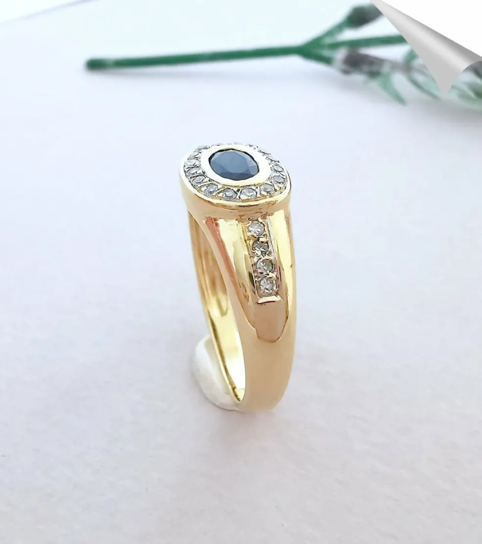 Bague Saphir Diamants Or Jaune