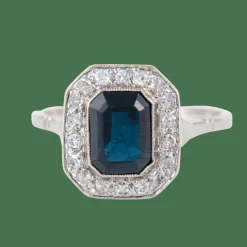 Bague Saphir Diamants Platine