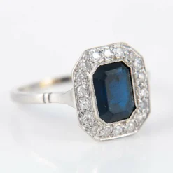 Bague Saphir Diamants Platine