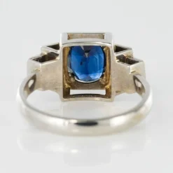 Bague saphir diamants style art déco