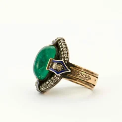 Bague Saphir Emeraude cabochons