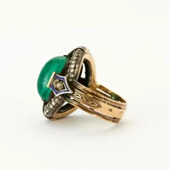 Bague Saphir Emeraude cabochons