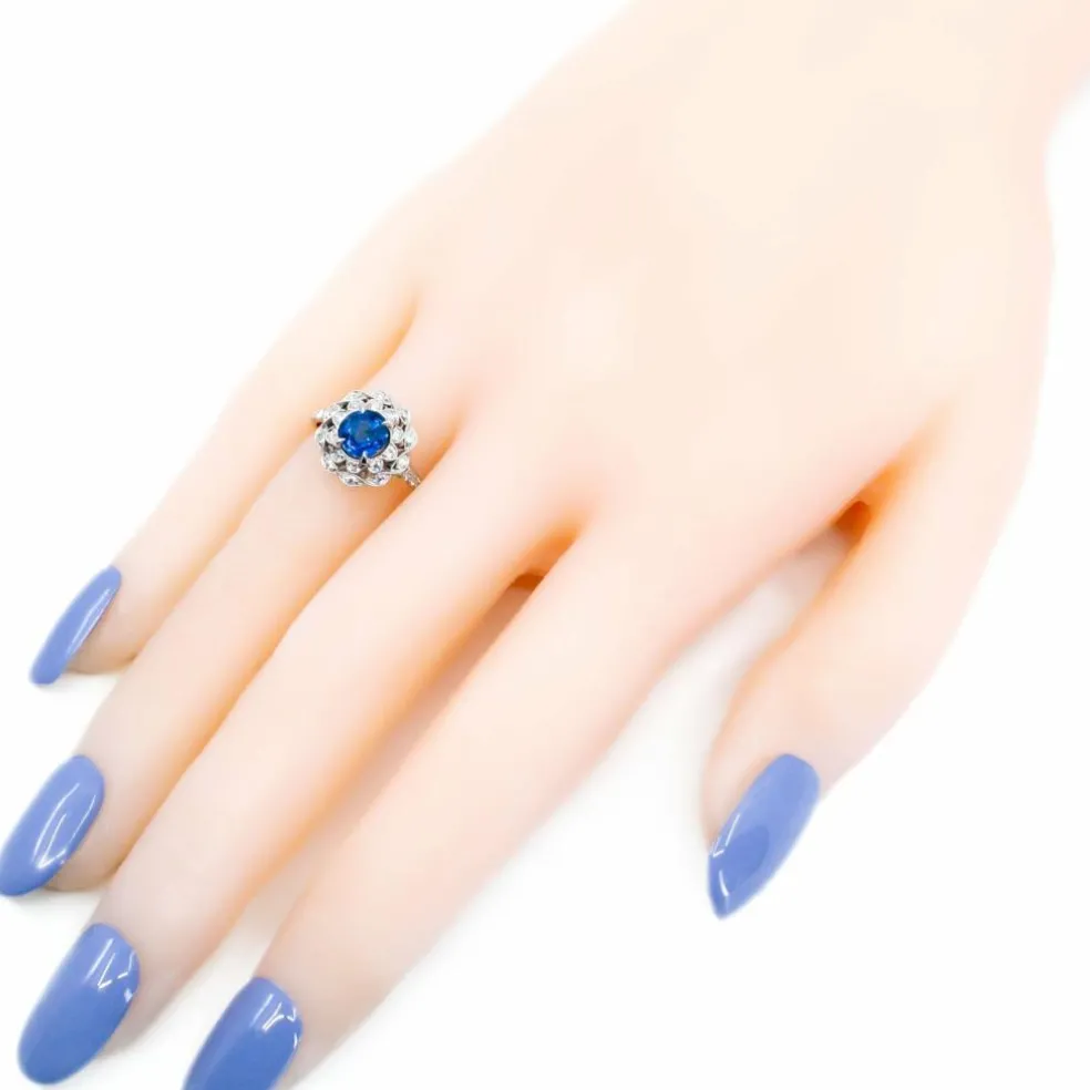 Bague Saphir entourage Diamants
