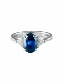 Bague Saphir et 2 Diamants