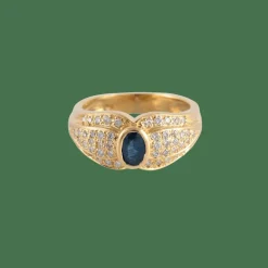 Bague Saphir et 5 lignes de Diamants