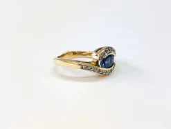 Bague saphir et diamant or jaune