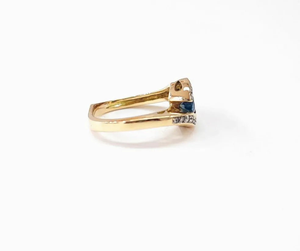 Bague saphir et diamant or jaune