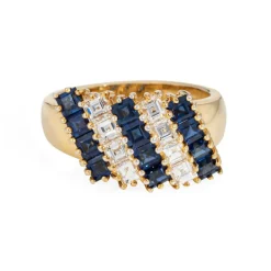 Bague saphir et diamant taille carrée