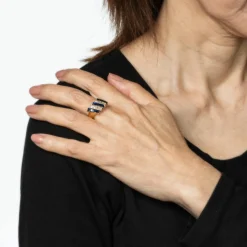 Bague saphir et diamant taille carrée