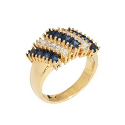 Bague saphir et diamant taille carrée