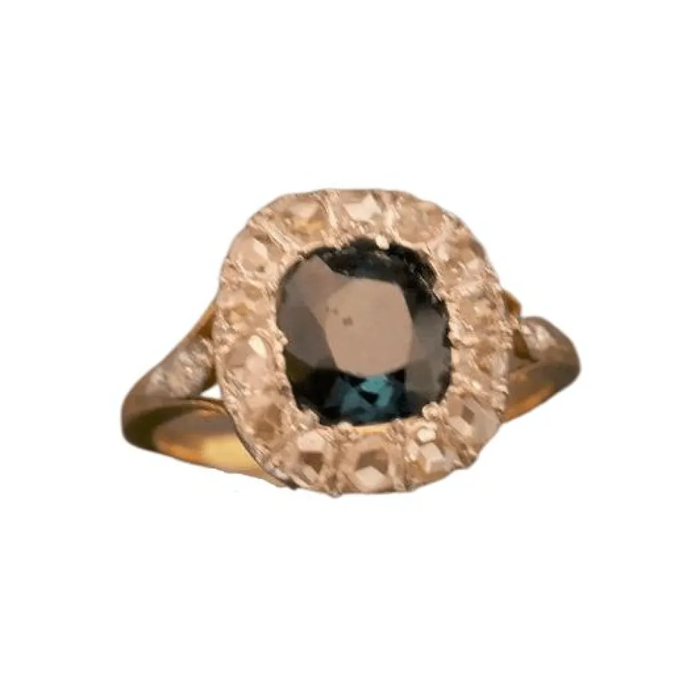 Bague Saphir et Diamants Taille Rose