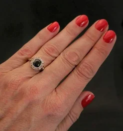Bague Saphir et Diamants Taille Rose