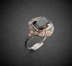 Bague Saphir et Diamants, Monture Platine