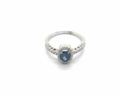 Bague saphir et diamants en or blanc