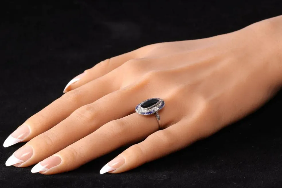 Bague Saphir et Diamants - L'élégance Art Déco Vintage