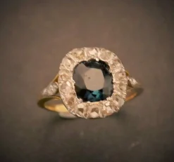 Bague Saphir et Diamants Taille Rose