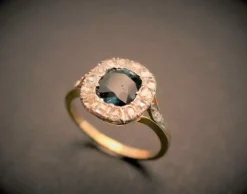 Bague Saphir et Diamants Taille Rose