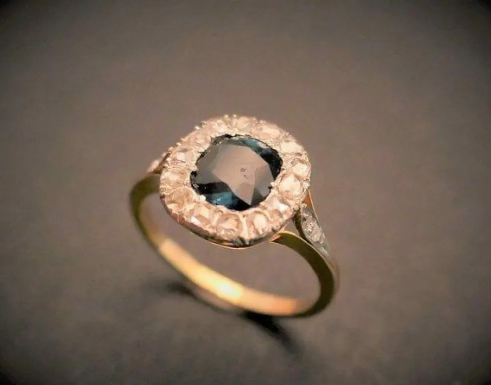 Bague Saphir et Diamants Taille Rose