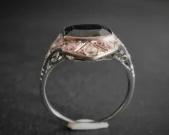 Bague Saphir et Diamants, Monture Platine