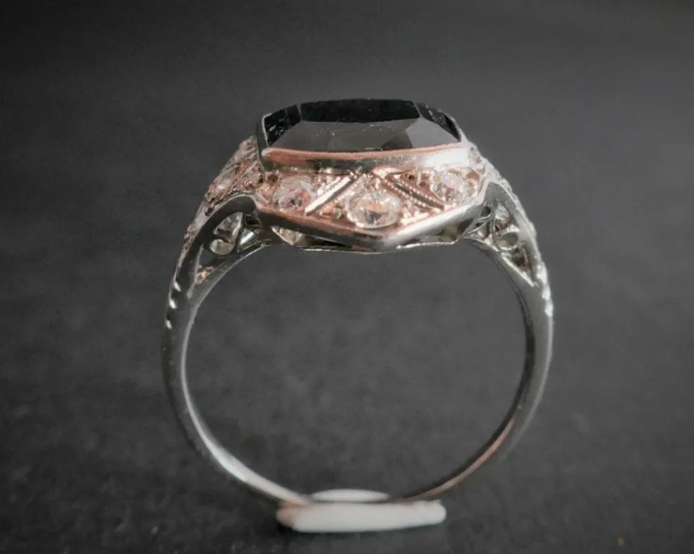 Bague Saphir et Diamants, Monture Platine