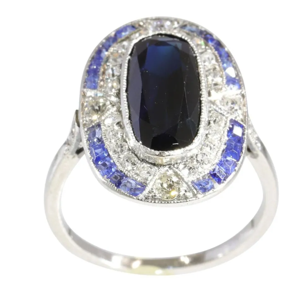 Bague Saphir et Diamants - L'élégance Art Déco Vintage