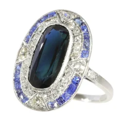 Bague Saphir et Diamants - L'élégance Art Déco Vintage