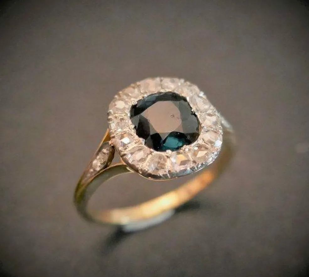 Bague Saphir et Diamants Taille Rose