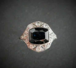 Bague Saphir et Diamants, Monture Platine