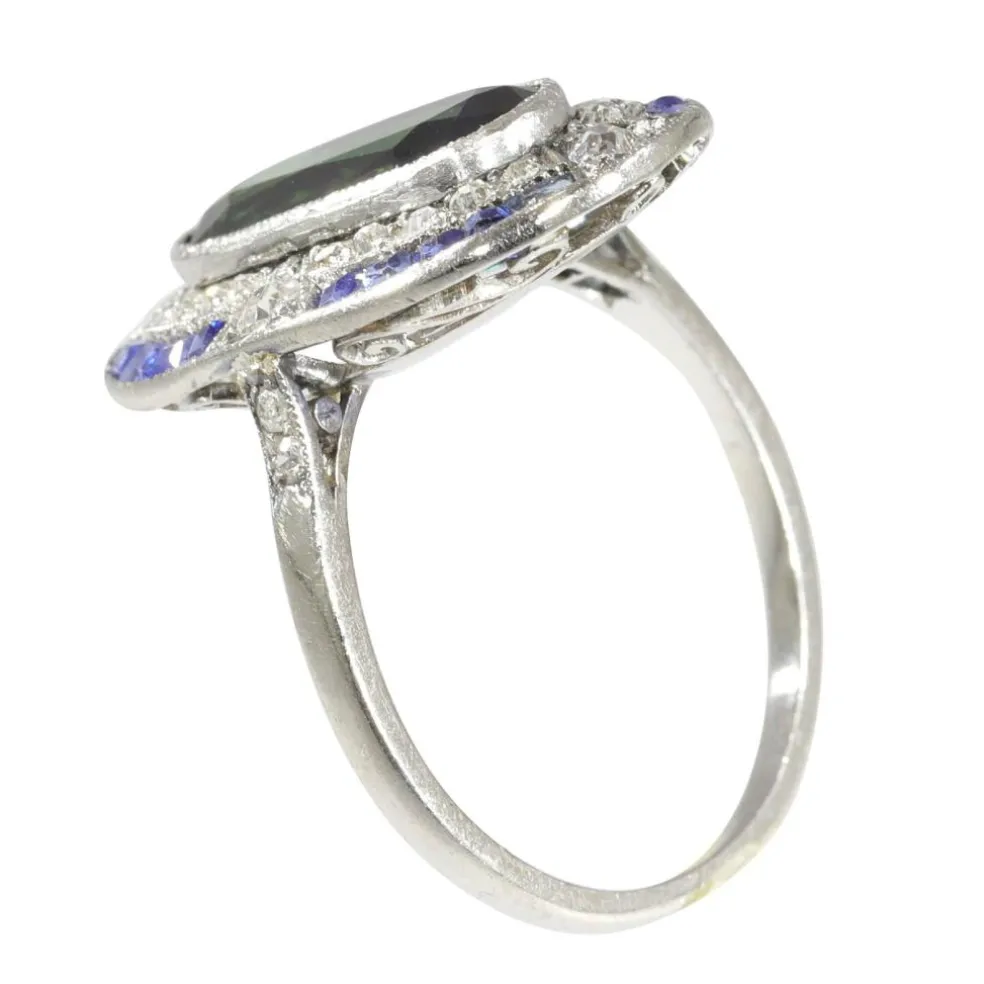 Bague Saphir et Diamants - L'élégance Art Déco Vintage