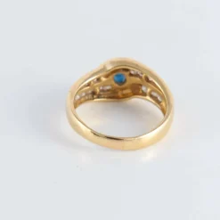 Bague Saphir et double ligne de Diamants