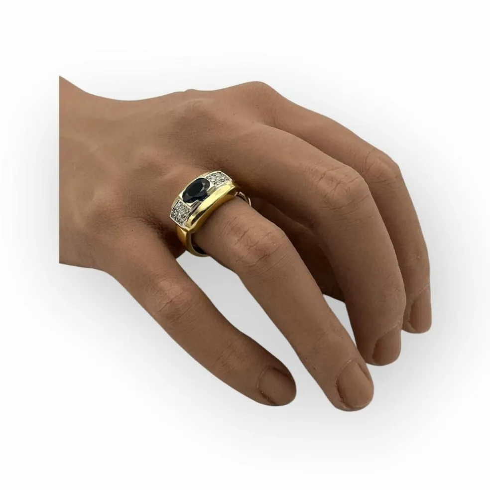 Bague saphir et pavage diamants