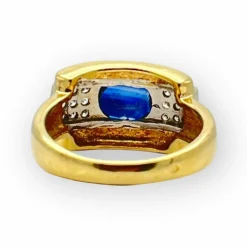 Bague saphir et pavage diamants