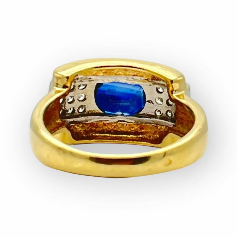 Bague saphir et pavage diamants