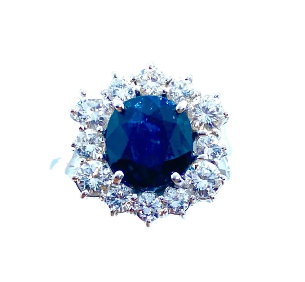 Bague saphir hexagonale