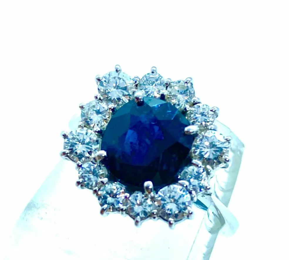 Bague saphir hexagonale