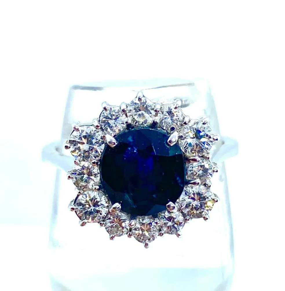 Bague saphir hexagonale