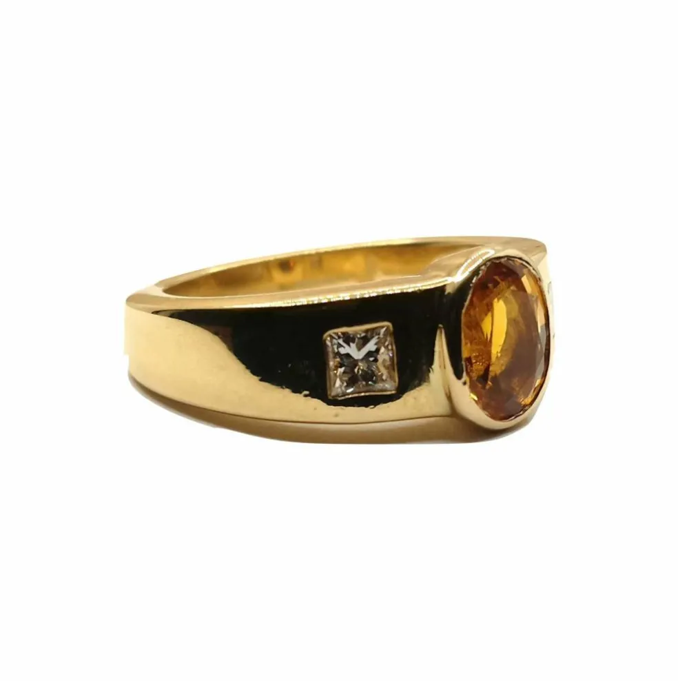 Bague Saphir jaune Diamants