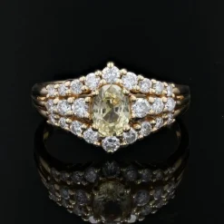 Bague saphir jaune et diamants or jaune
