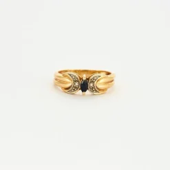 Bague saphir marquise diamants