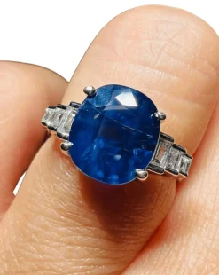 Bague Saphir naturel 3.87 carat Diamants